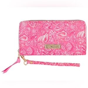 Simply Southern Seashell Starfish Pink and White Quilted Wallet Wristlet